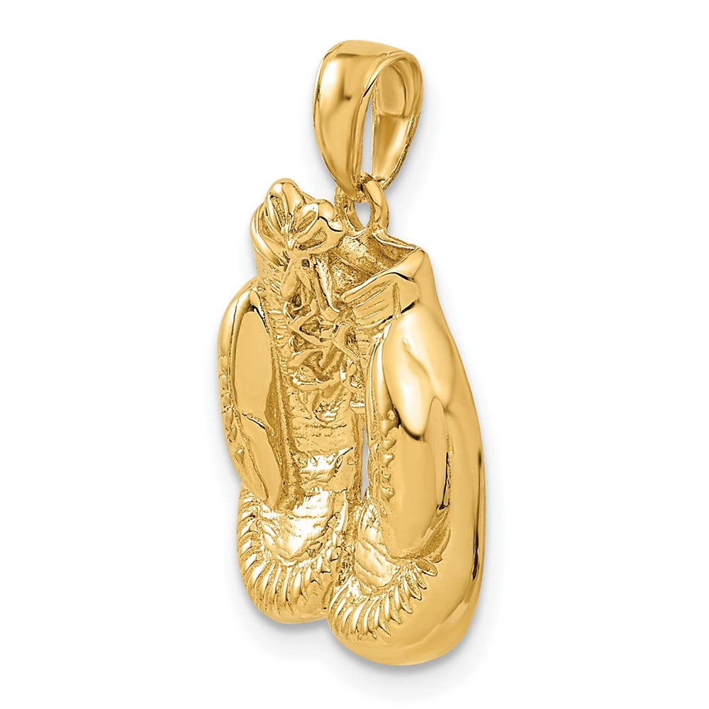 14k Solid Polished Open-Backed Boxing Gloves Pendant