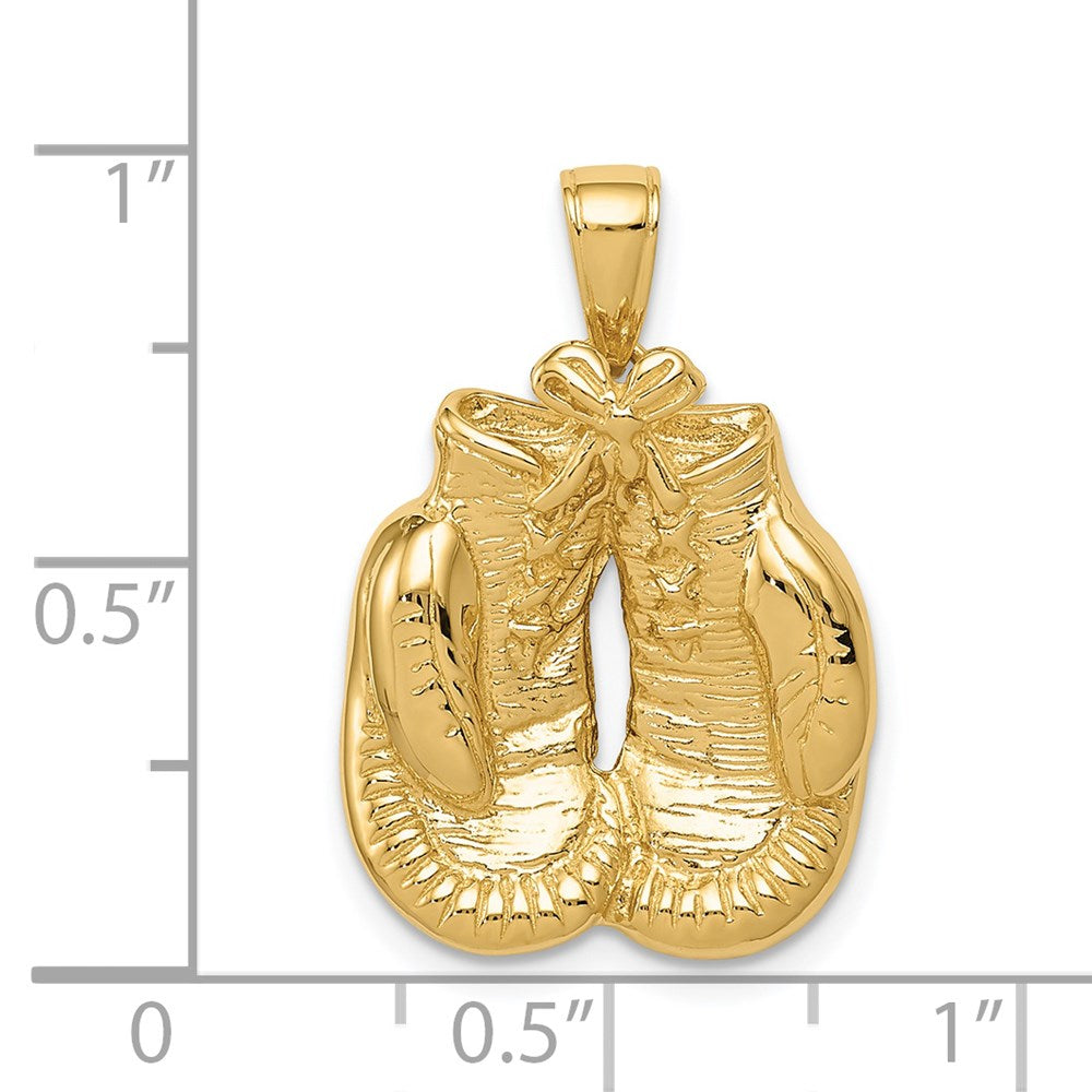 14k Solid Polished Open-Backed Boxing Gloves Pendant