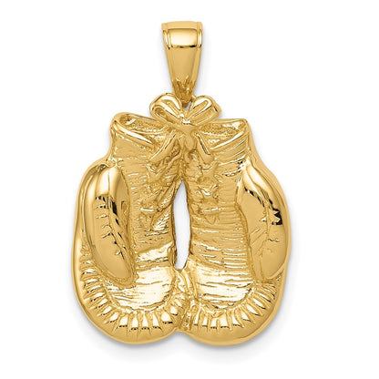 14k Solid Polished Open-Backed Boxing Gloves Pendant