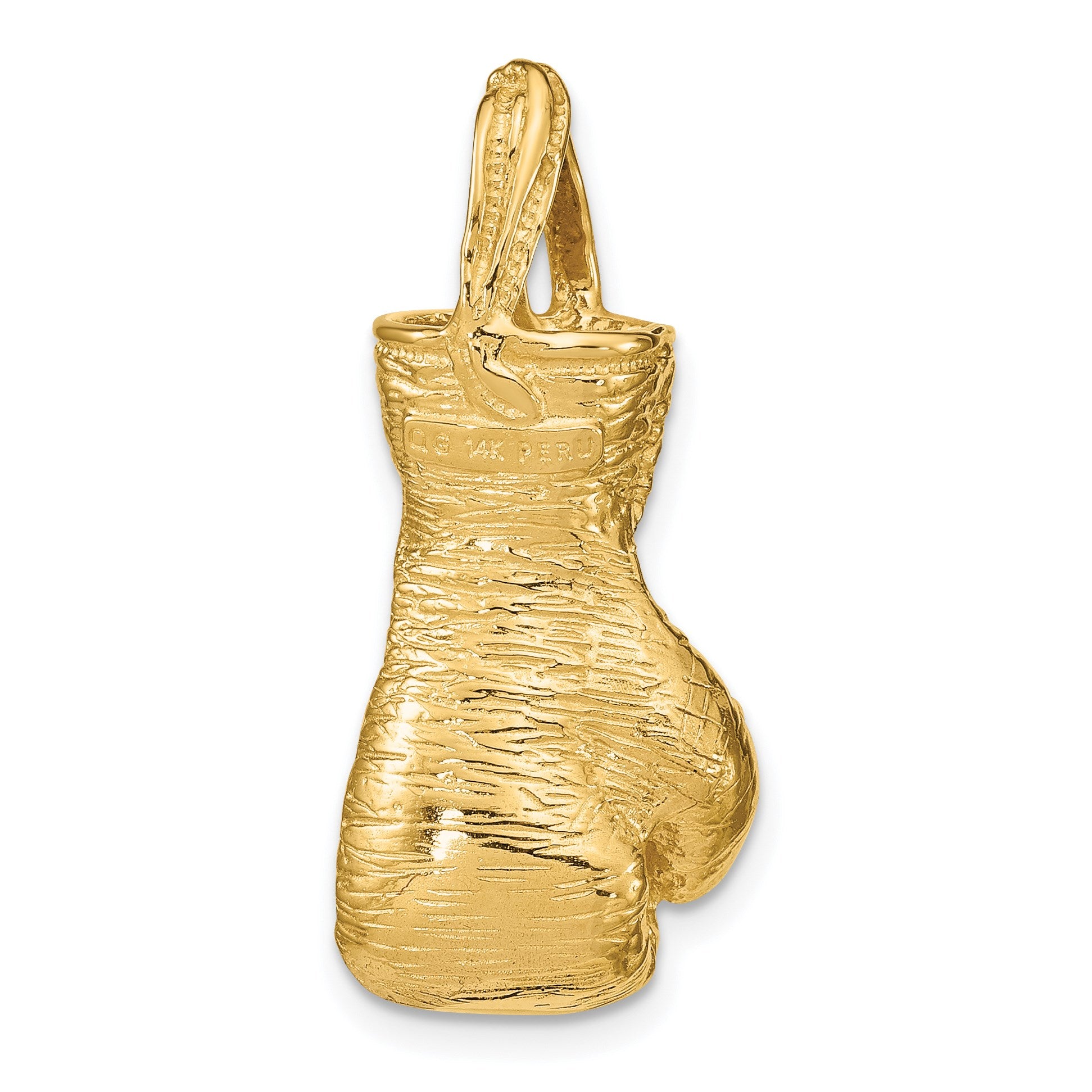 14K Hollow Polished 3-D Large Boxing Glove Pendant