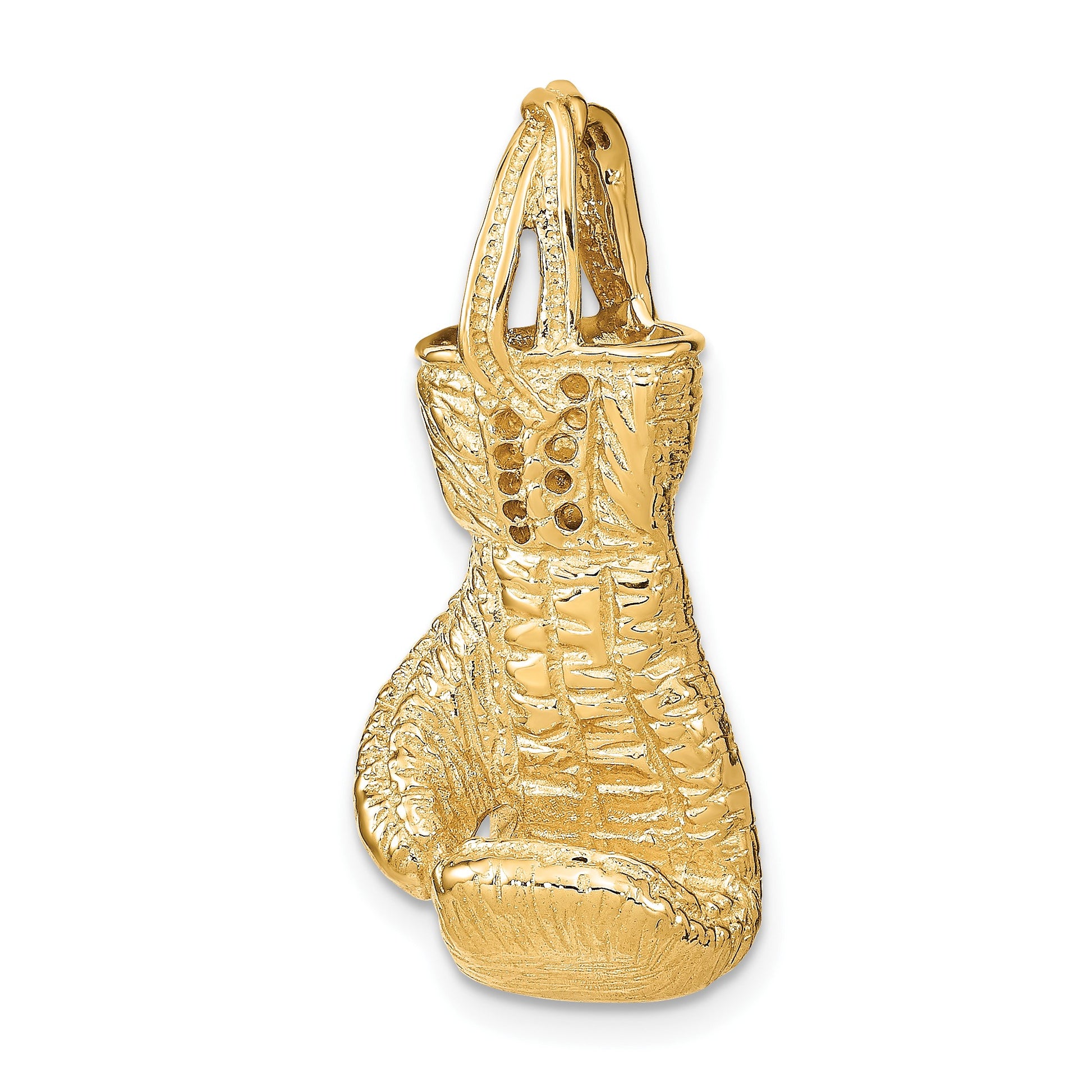 14K Hollow Polished 3-D Large Boxing Glove Pendant