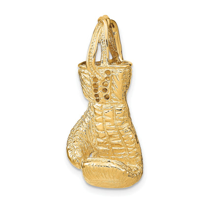 14K Hollow Polished 3-D Large Boxing Glove Pendant