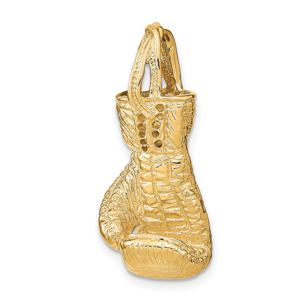 14K Hollow Polished 3-D Boxing Glove Pendant