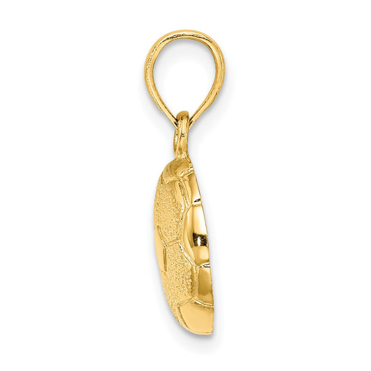 14k Solid Polished Domed Open-Backed Soccer Ball Charm