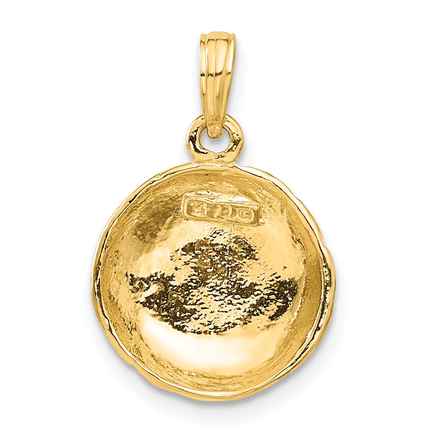 14k Polished Domed Open-Backed Volleyball Pendant