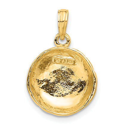 14k Polished Domed Open-Backed Volleyball Pendant