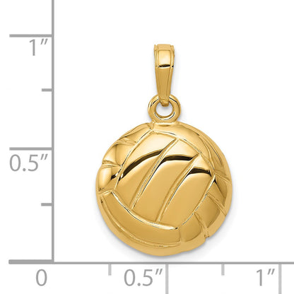 14k Polished Domed Open-Backed Volleyball Pendant