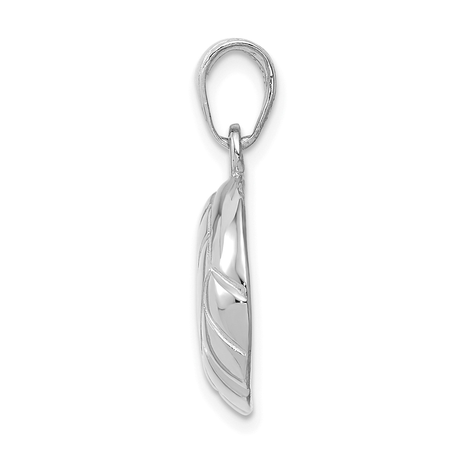 14k White Gold Polished Domed Open-Backed Volleyball Pendant