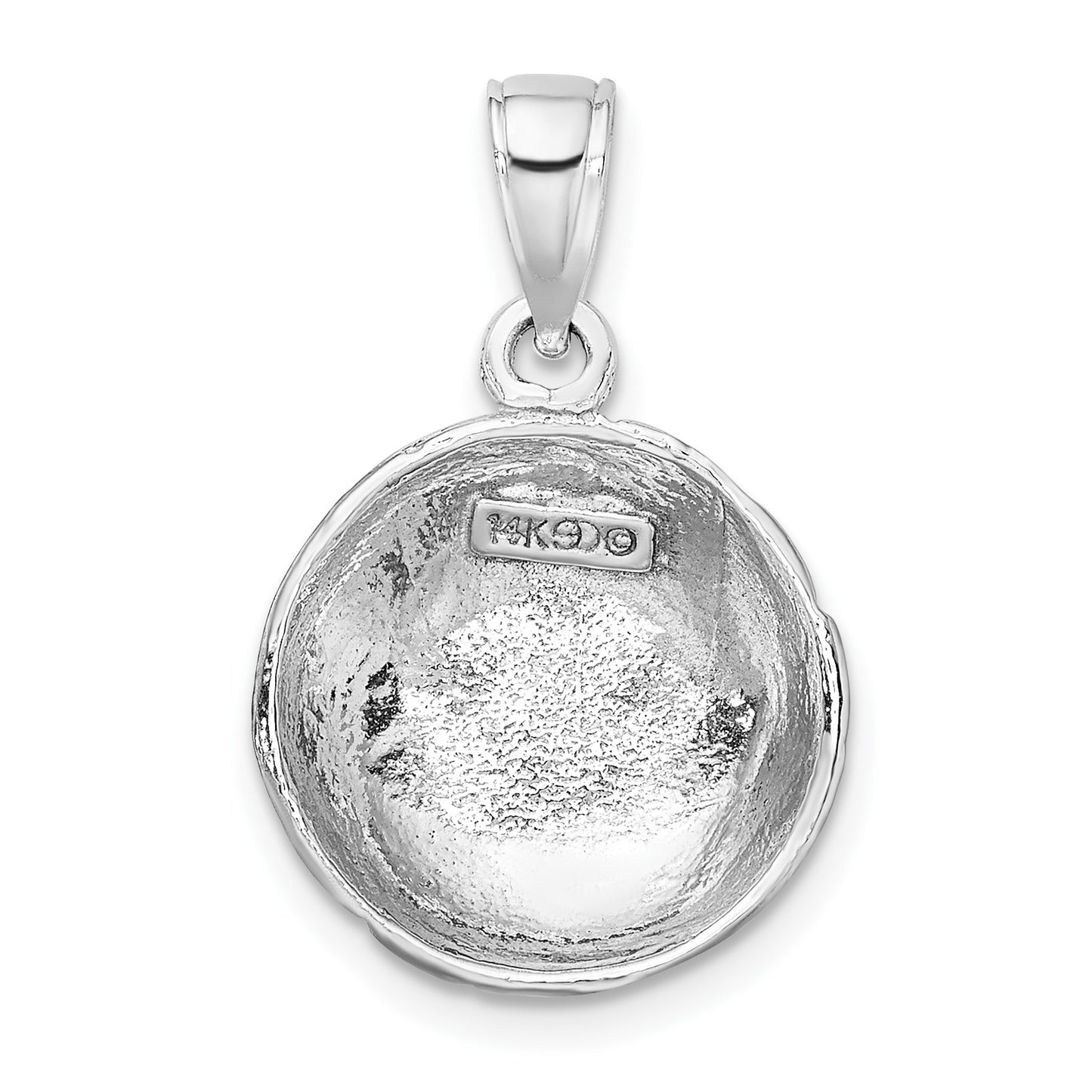 14k White Gold Polished Domed Open-Backed Volleyball Pendant