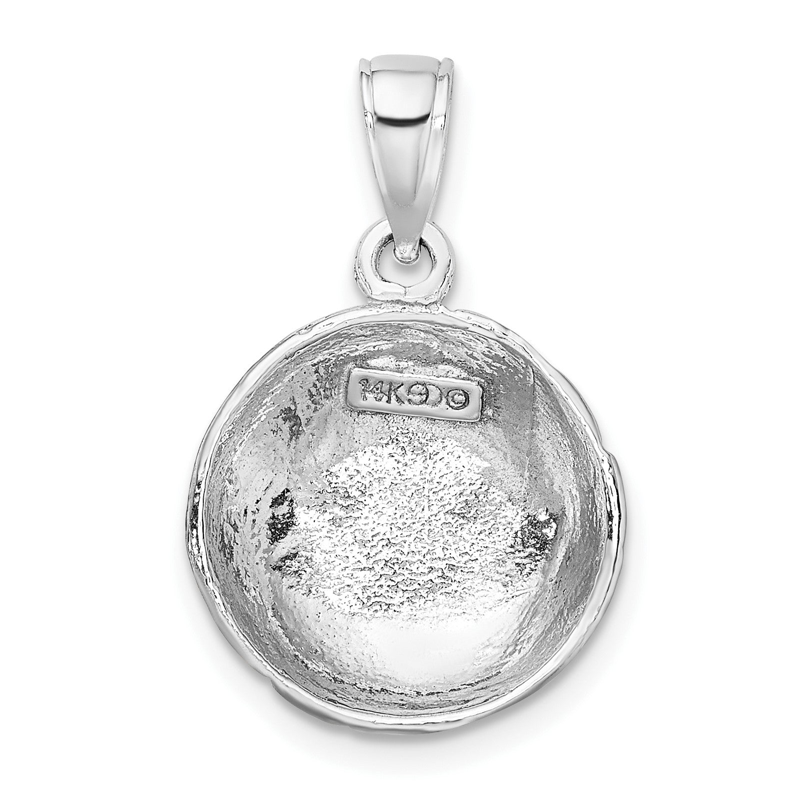 14k White Gold Polished Domed Open-Backed Volleyball Pendant