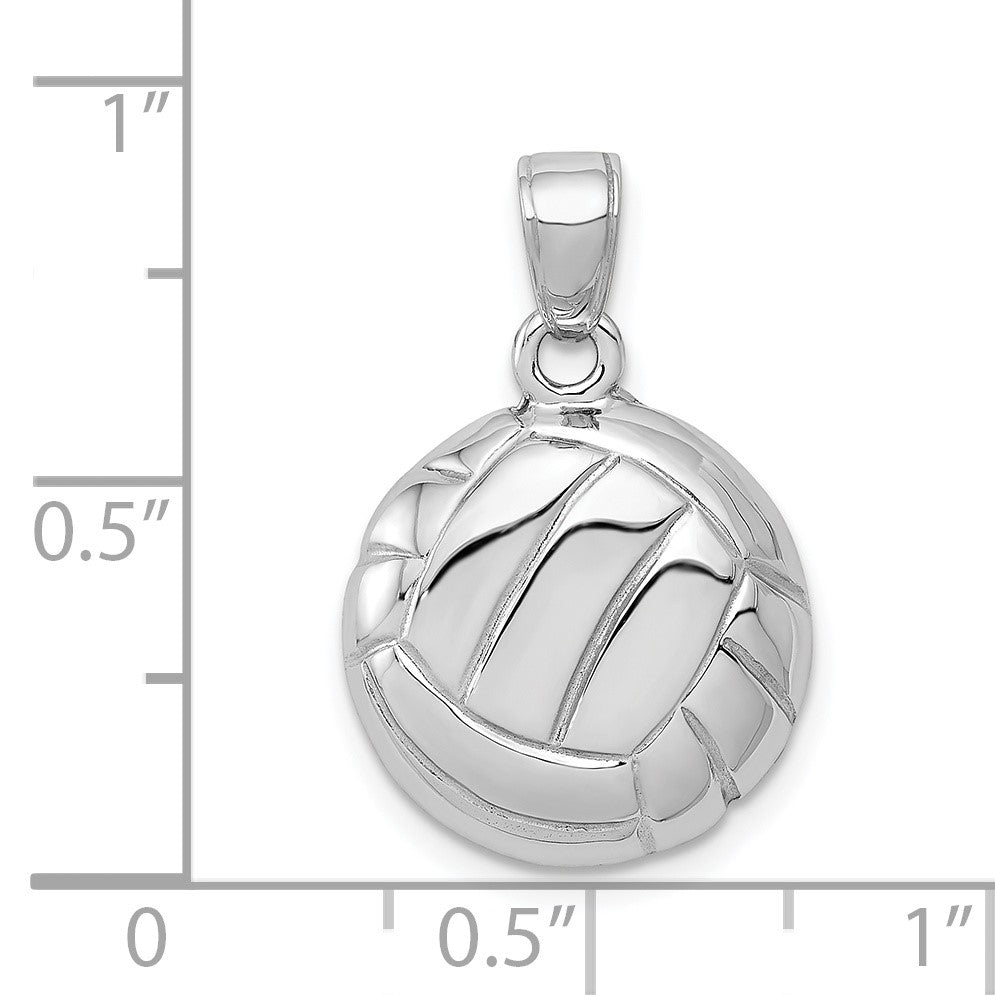14k White Gold Polished Domed Open-Backed Volleyball Pendant