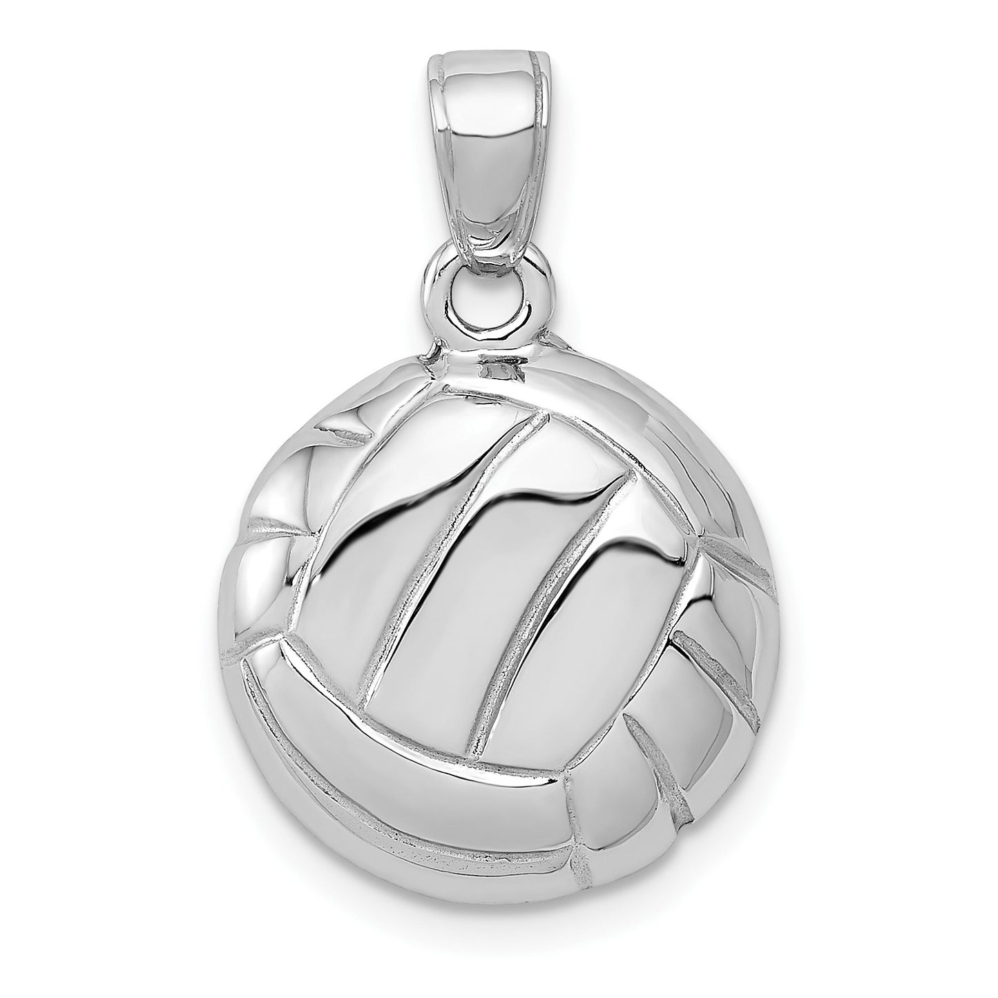 14k White Gold Polished Domed Open-Backed Volleyball Pendant