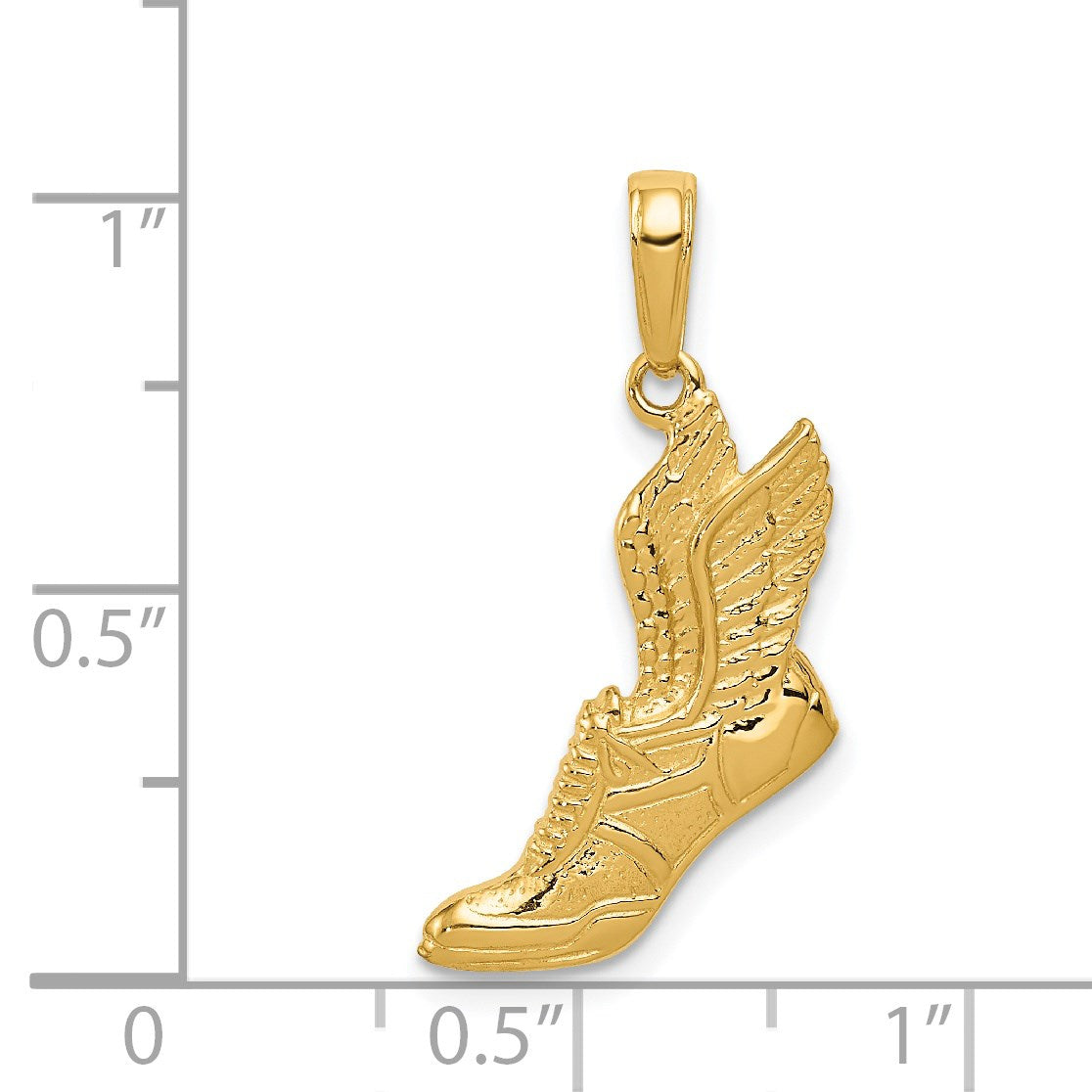 14k Polished Running Shoe with Wings Pendant