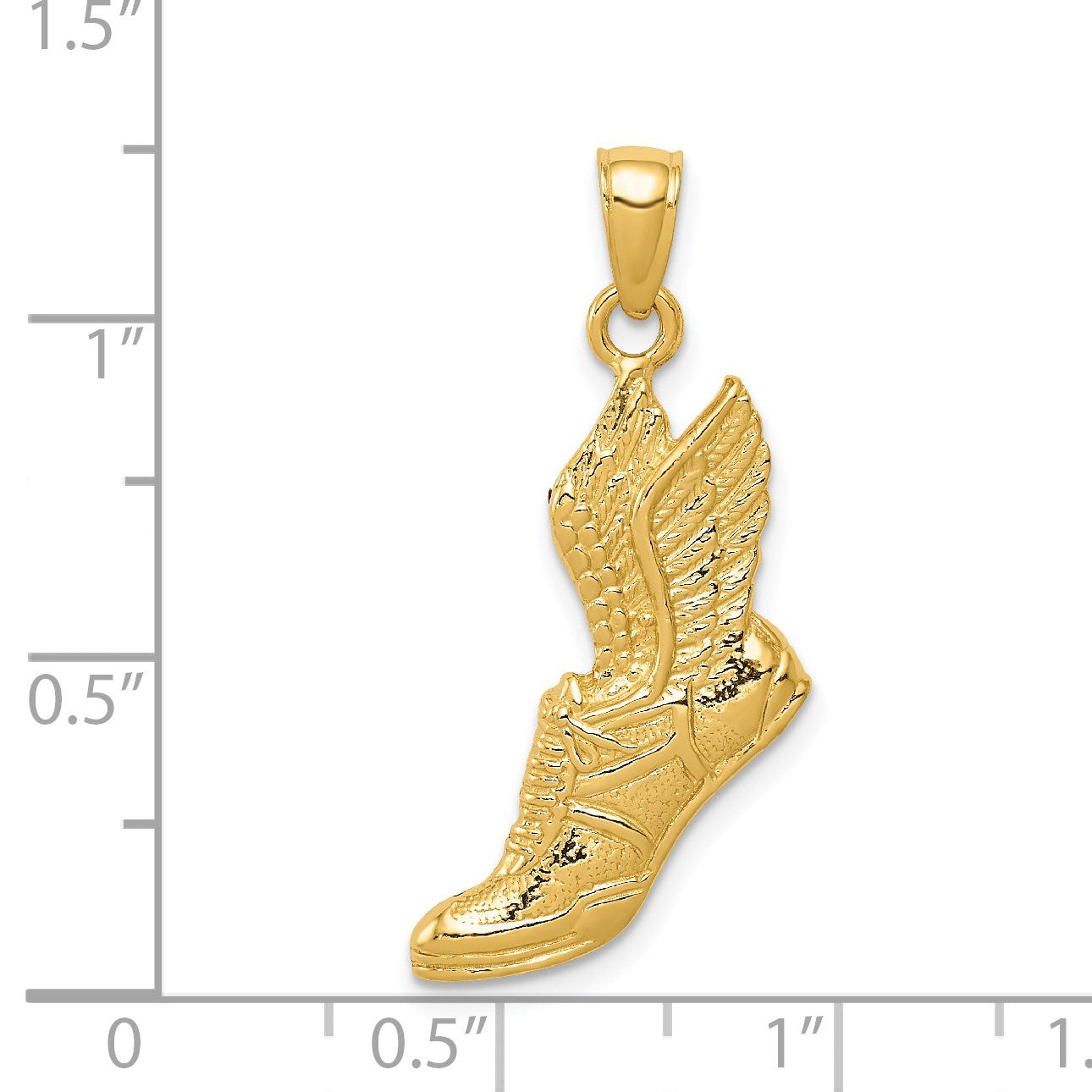 14k Polished Running Shoe with Wings Pendant