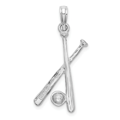 14K White Gold 2-D Baseball Bats and Ball Charm