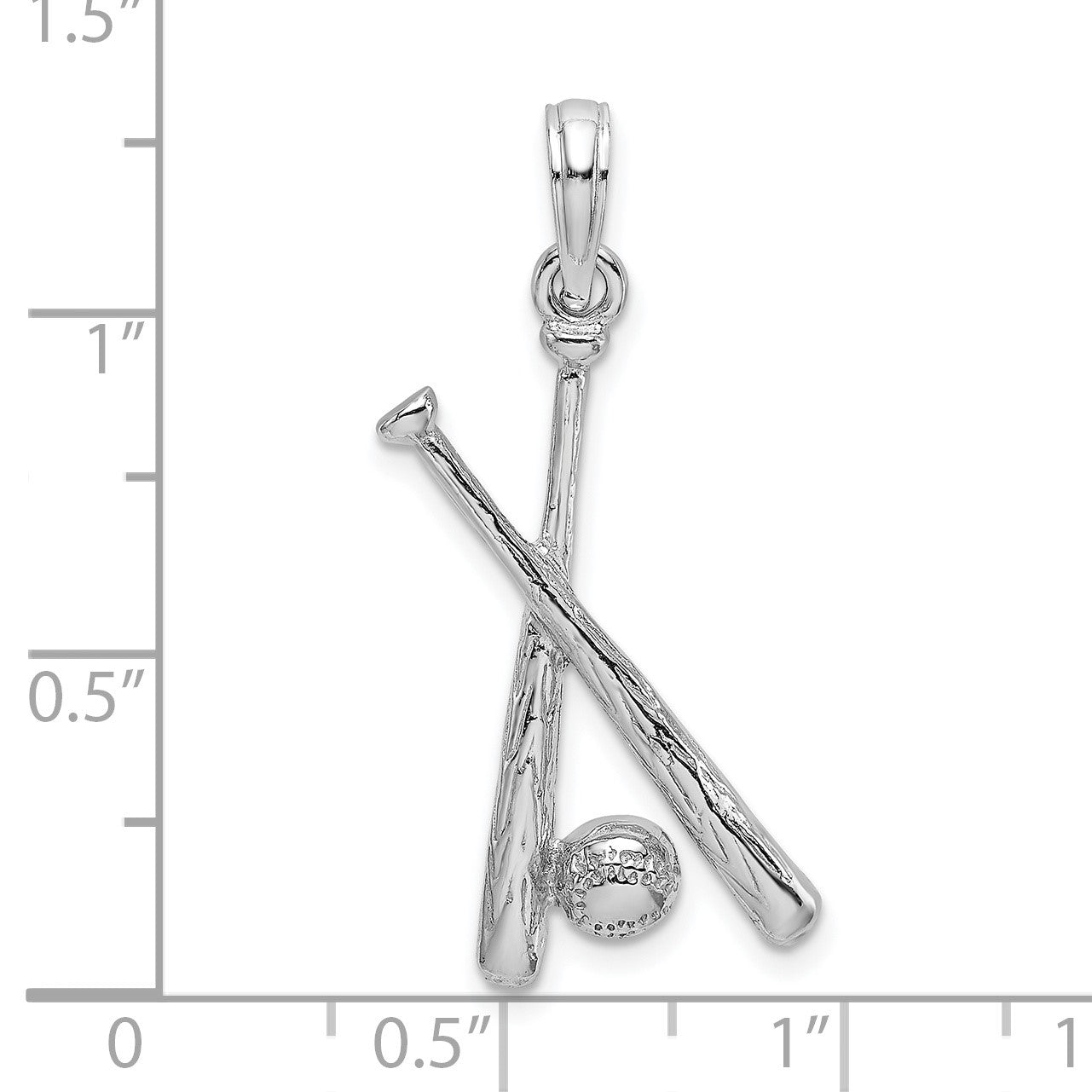 14K White Gold 2-D Baseball Bats and Ball Charm