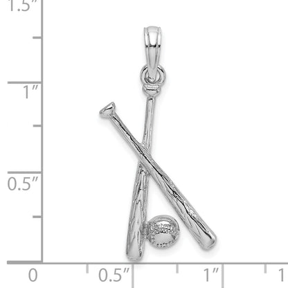 14K White Gold 2-D Baseball Bats and Ball Charm