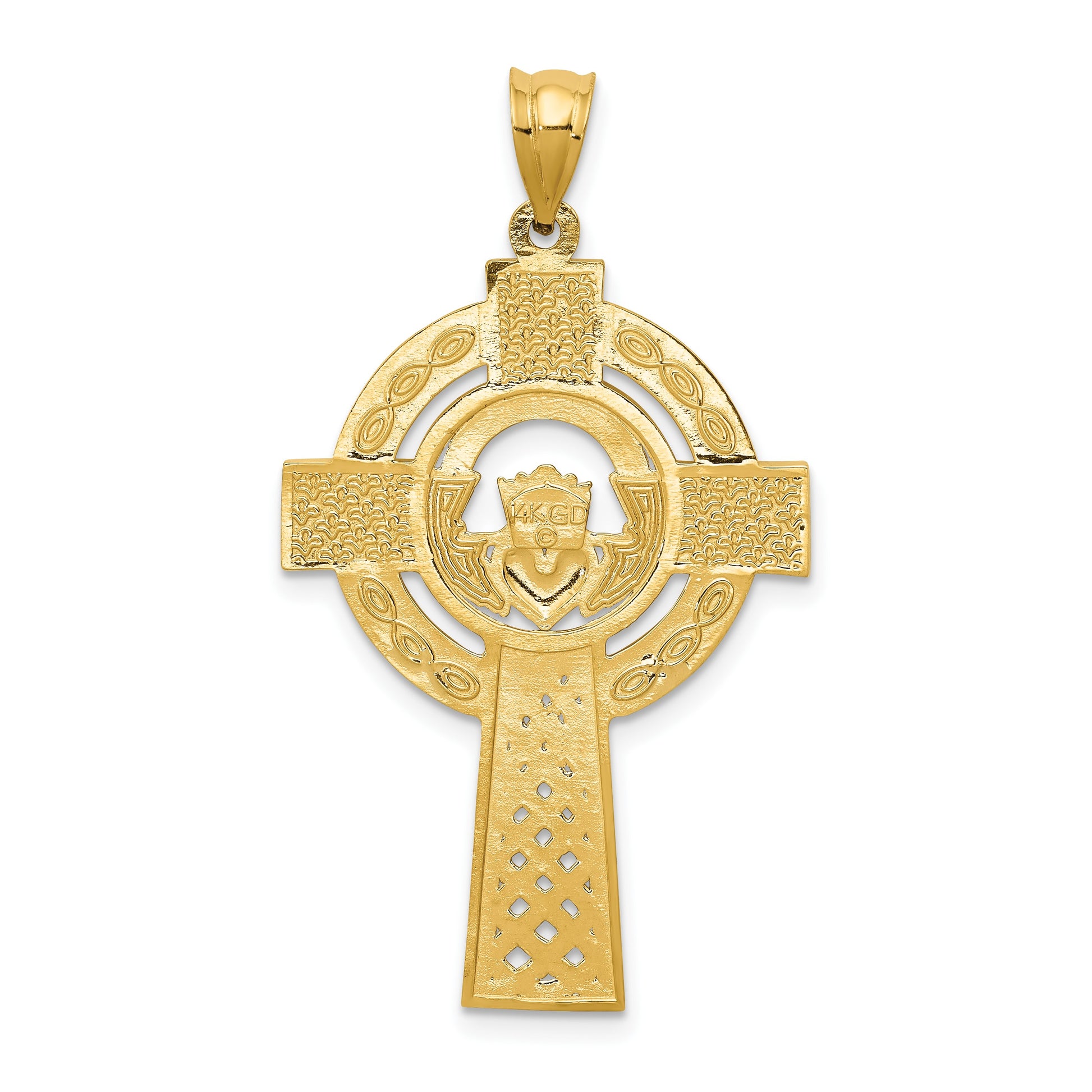 14k Celtic Claddagh Cross Pendant