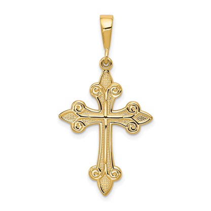 14k Fleur de Lis Cross Pendant