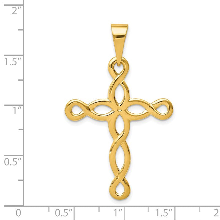 14k Polished Loop Cross Pendant