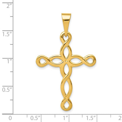 14k Polished Loop Cross Pendant