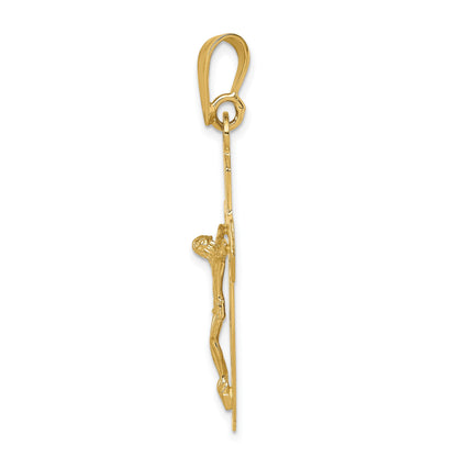 14k Polished Cut-out Crucifix Pendant