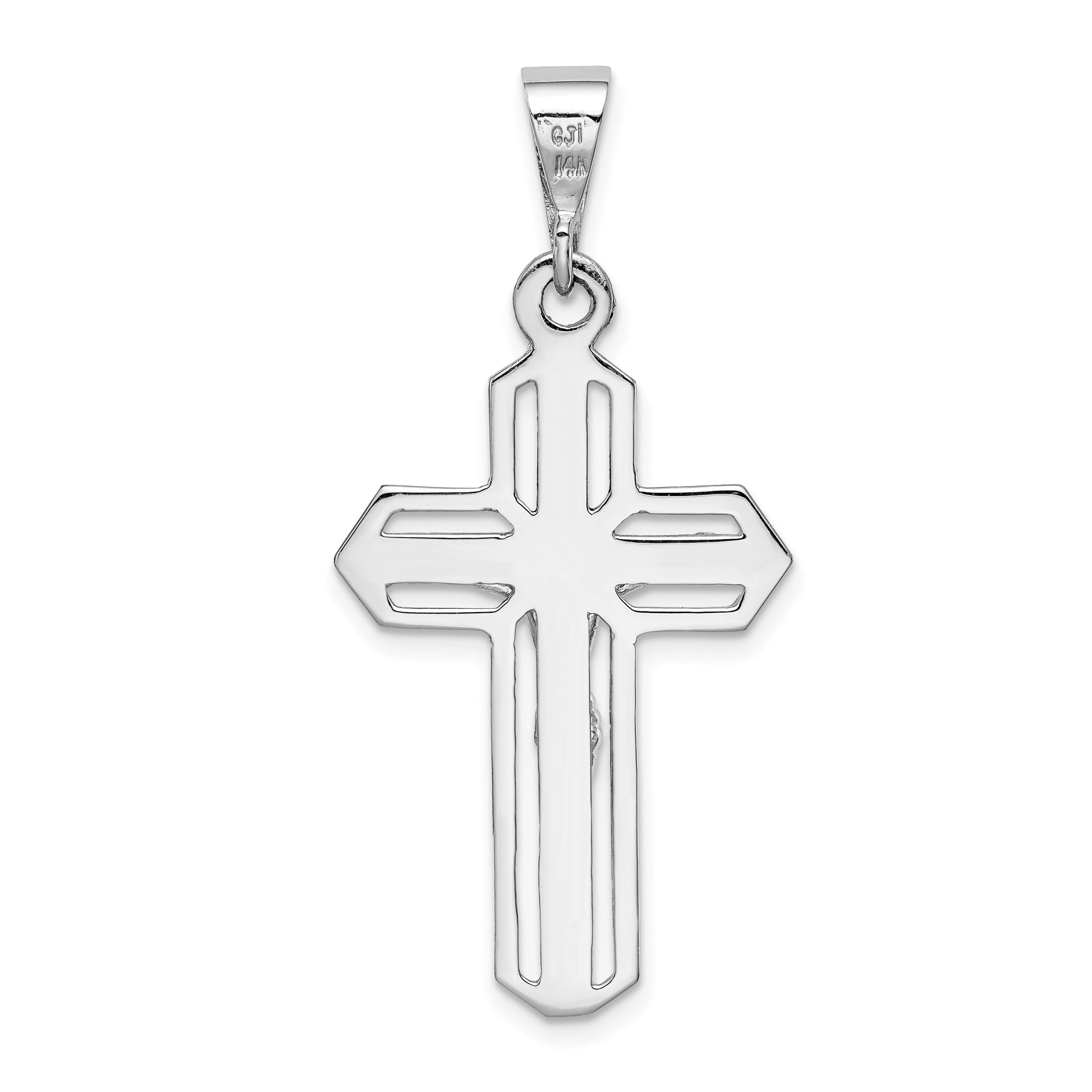 14k White Gold Cut-out Crucifix Pendant