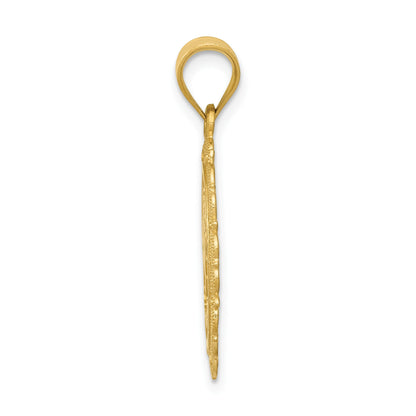 14k Solid Satin Polished Sagittarius Zodiac Oval Pendant