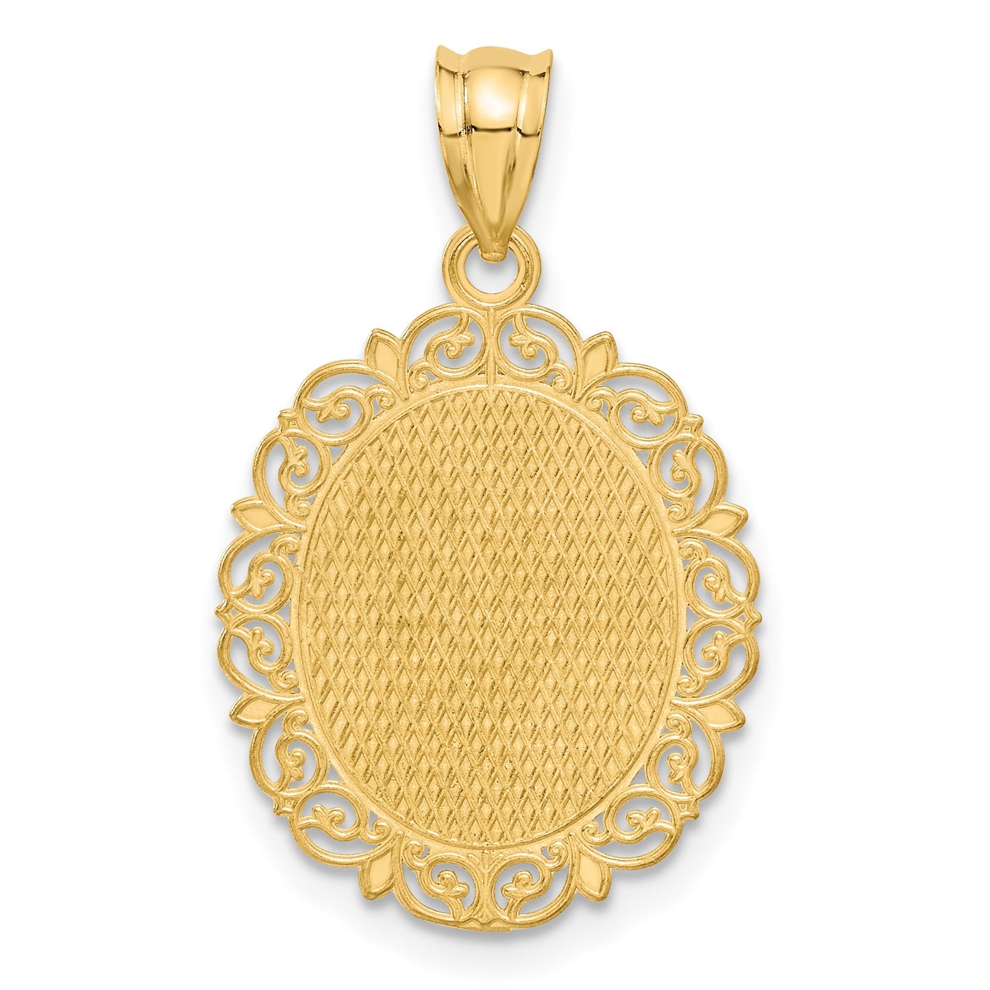 14k Solid Satin Polished Capricorn Zodiac Oval Pendant