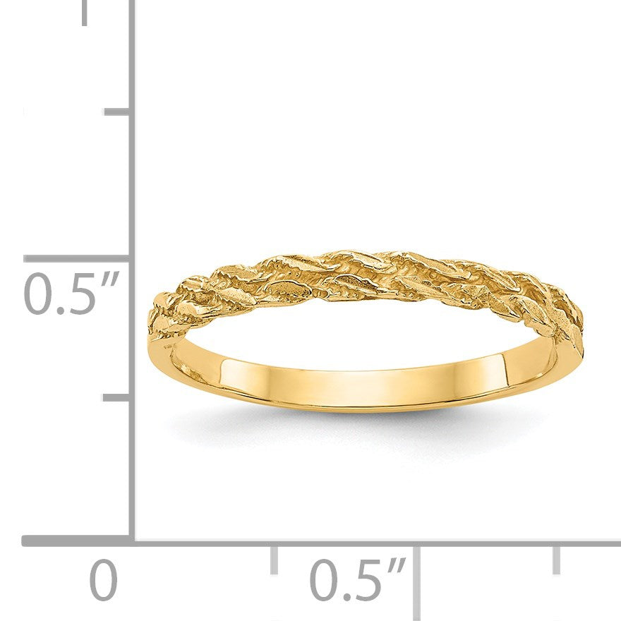 14k Diamond-cut Rope Ring