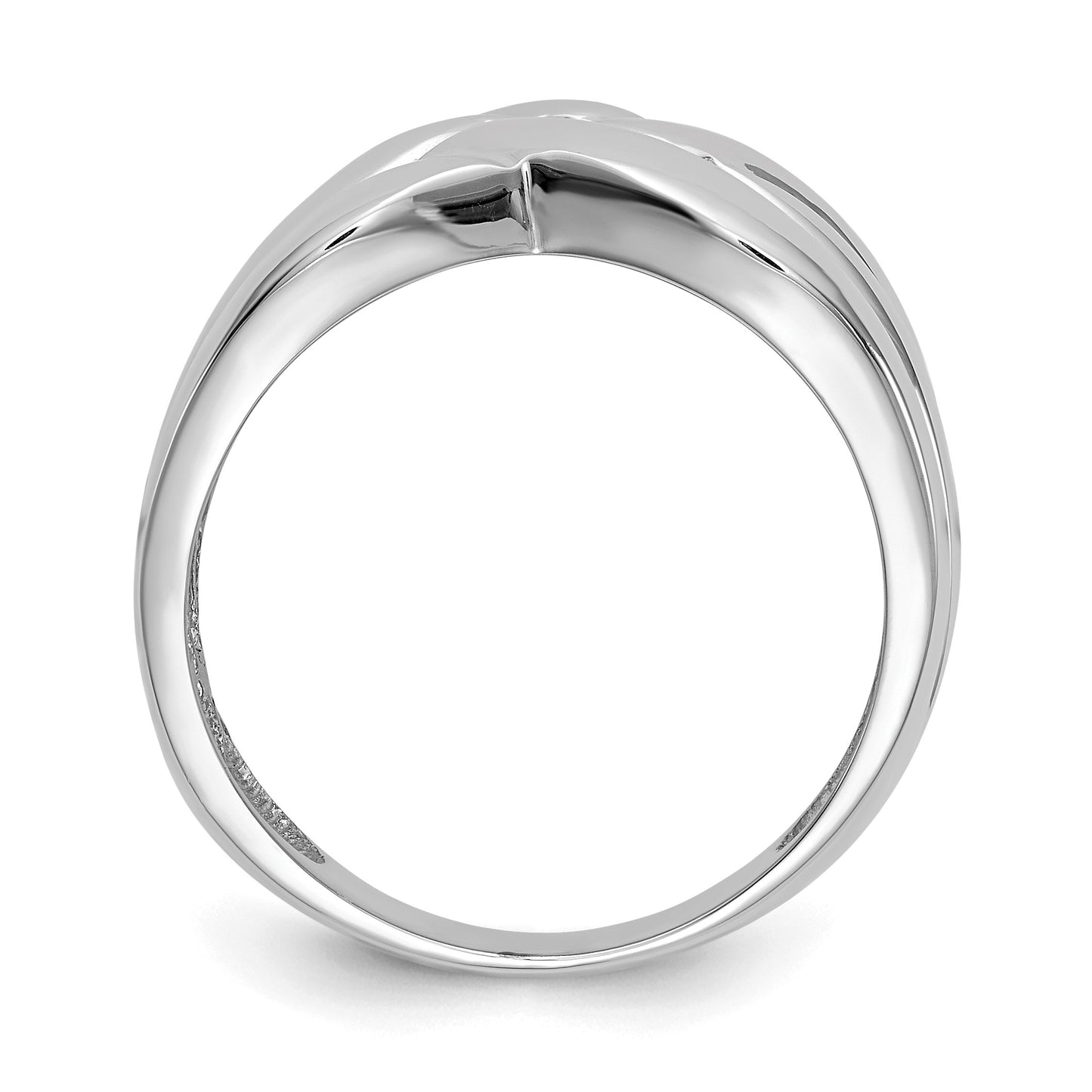 14k White Gold High Polished Woven Dome Ring
