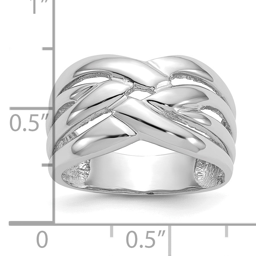 14k White Gold High Polished Woven Dome Ring