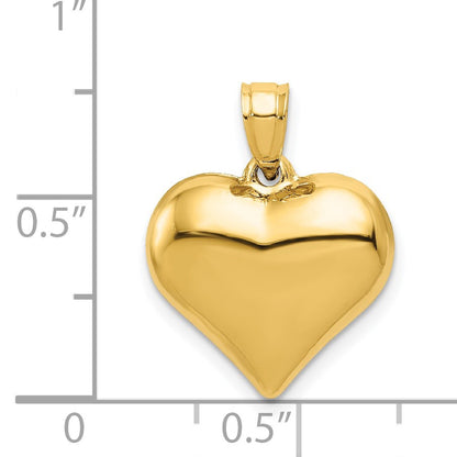 14K Polished 3-D Puffed Heart Pendant