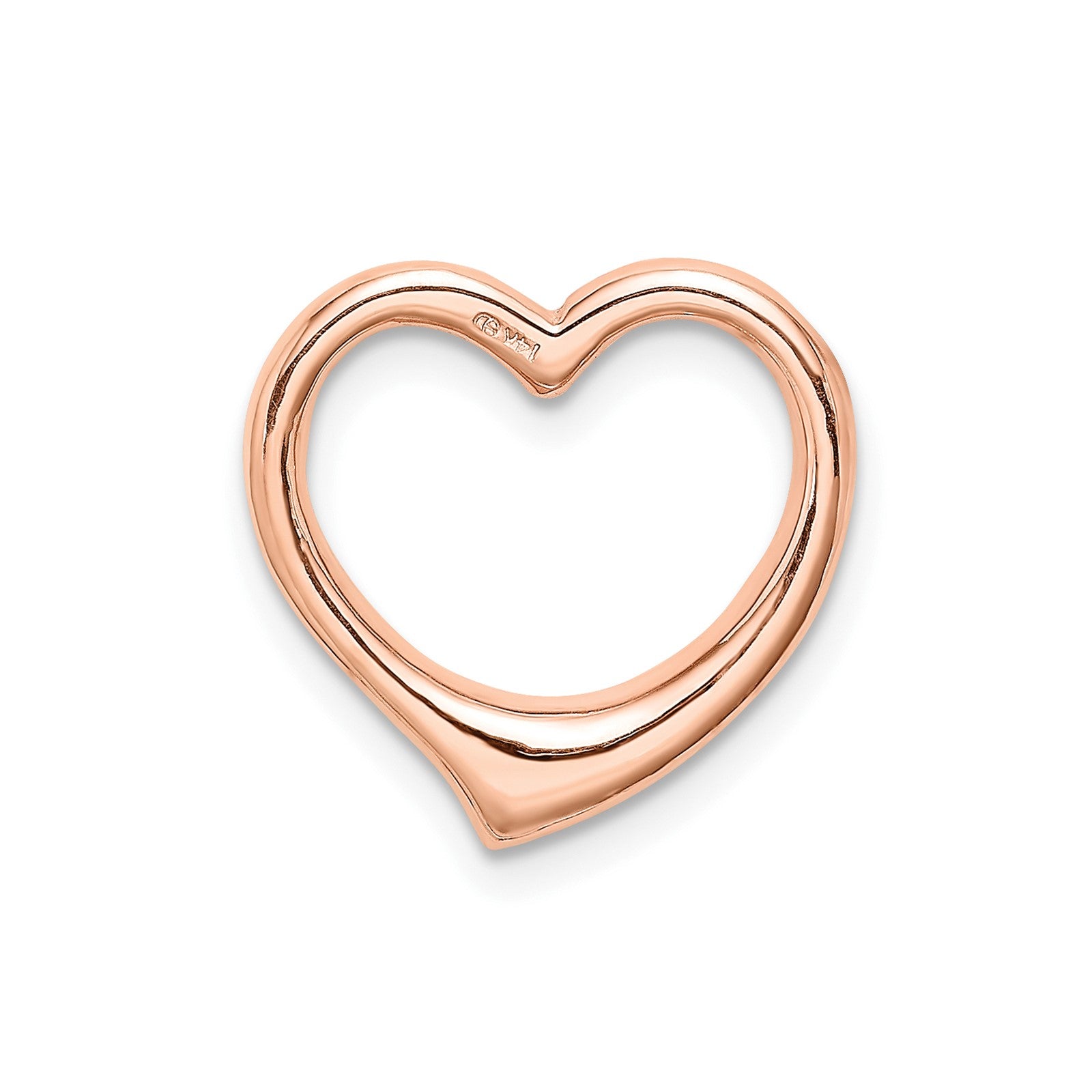 14K Rose Polished Floating Heart Chain Slide