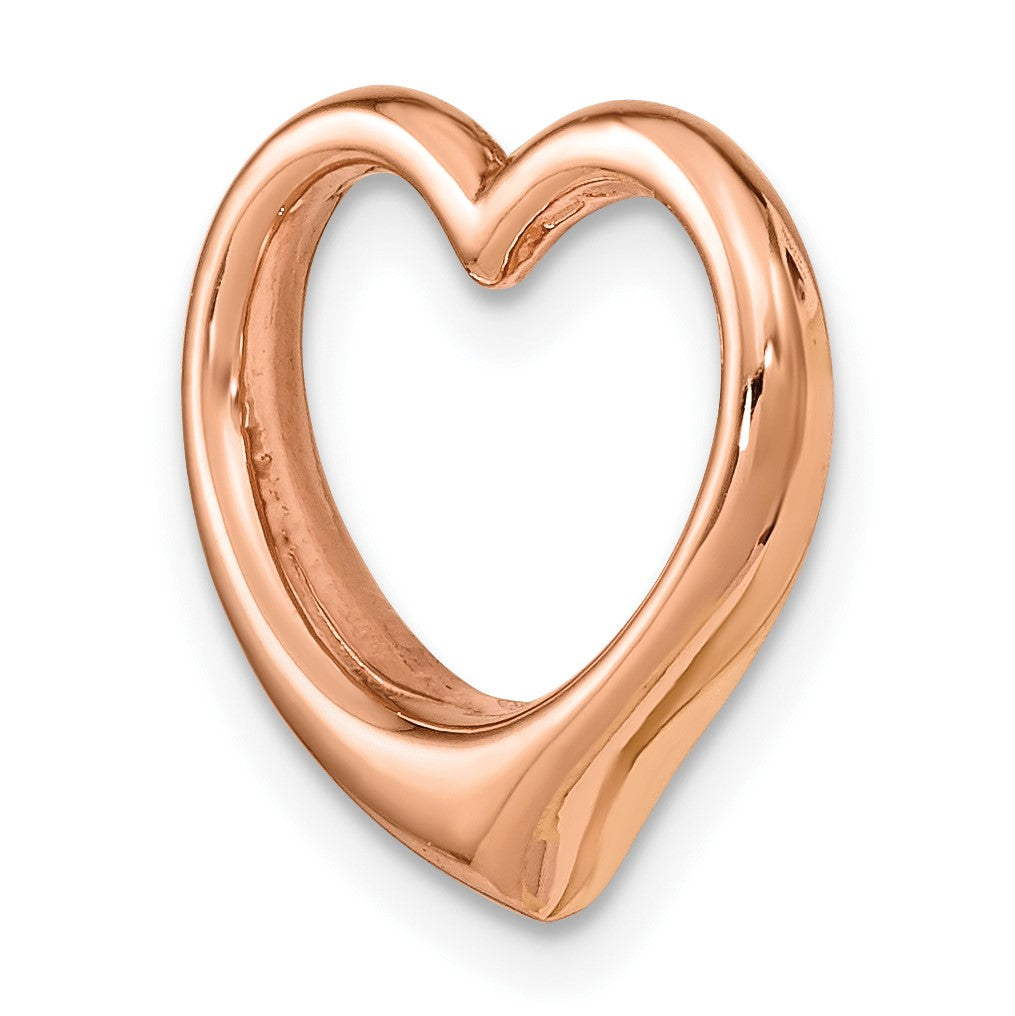 14K Rose Polished Floating Heart Chain Slide