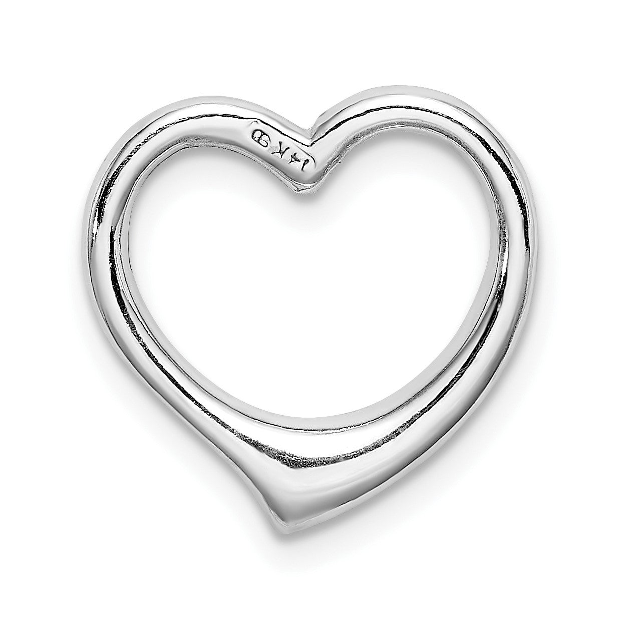 14K White Gold Polished Floating Heart Chain Slide