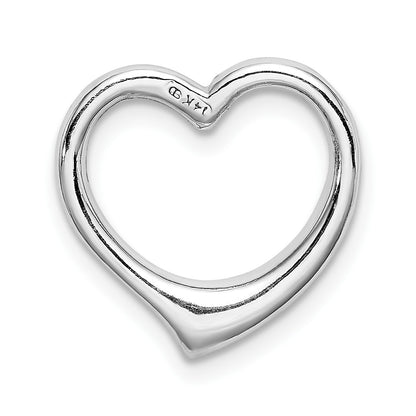 14K White Gold Polished Floating Heart Chain Slide