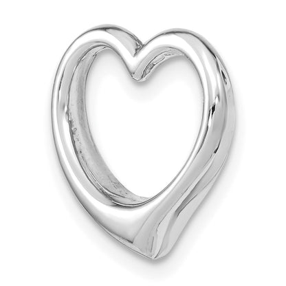 14K White Gold Polished Floating Heart Chain Slide