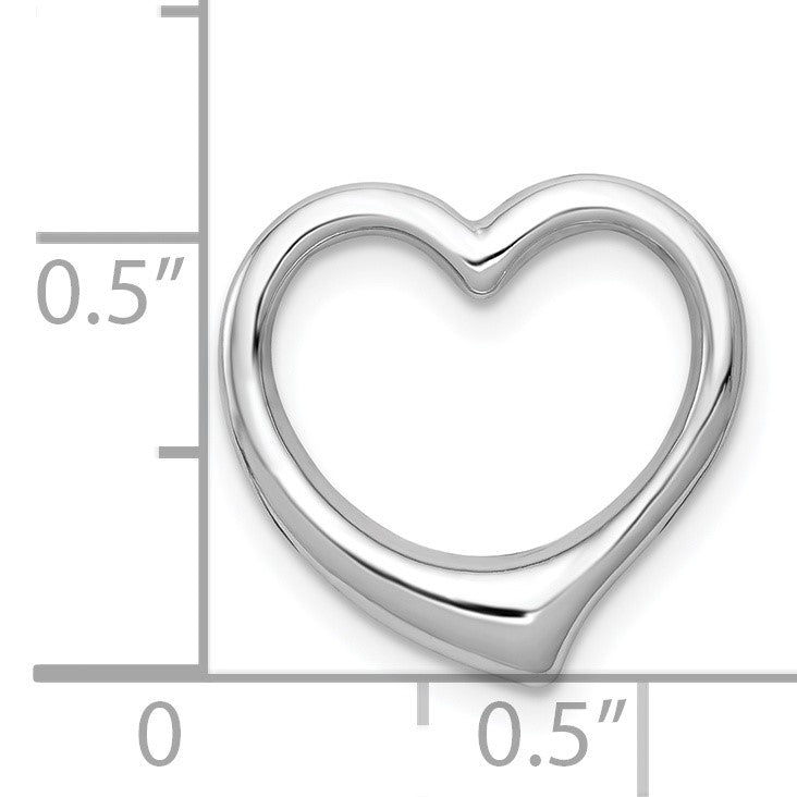 14K White Gold Polished Floating Heart Chain Slide