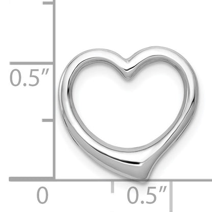 14K White Gold Polished Floating Heart Chain Slide