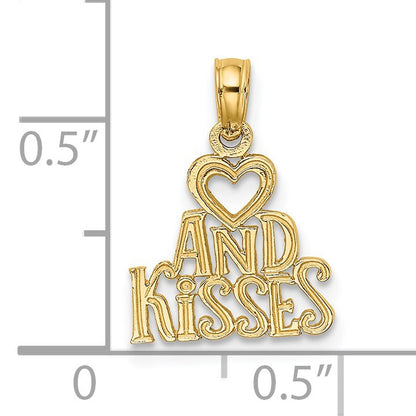 14k Heart AND KISSES Charm