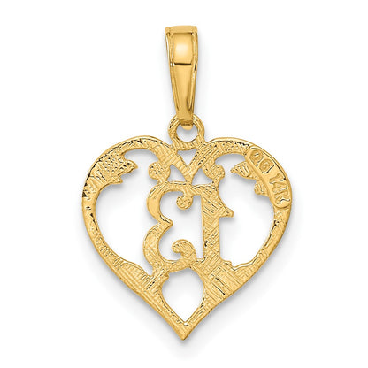 14k 13 in Heart Cut-out Pendant