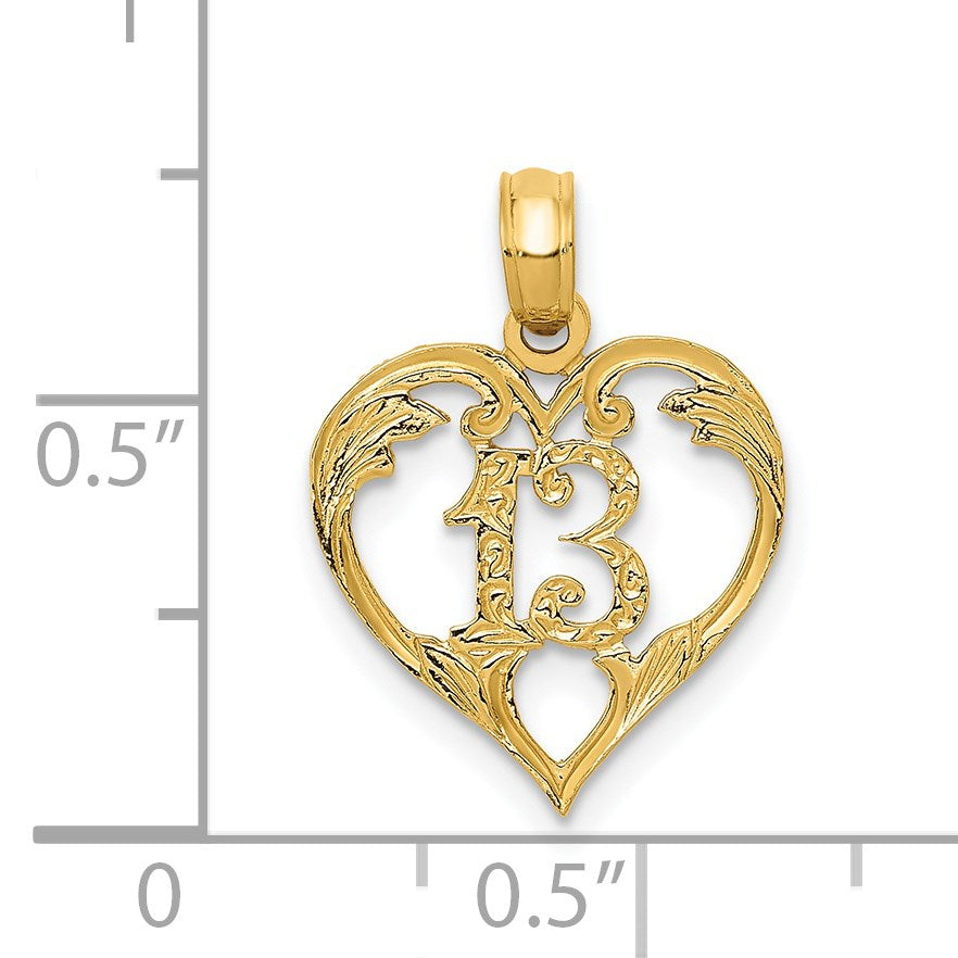 14k 13 in Heart Cut-out Pendant