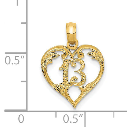 14k 13 in Heart Cut-out Pendant