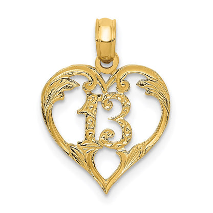 14k 13 in Heart Cut-out Pendant