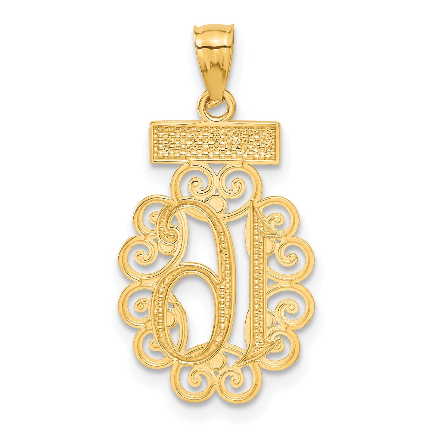 14k with White Rhodium Filigree SWEET 16 Pendant