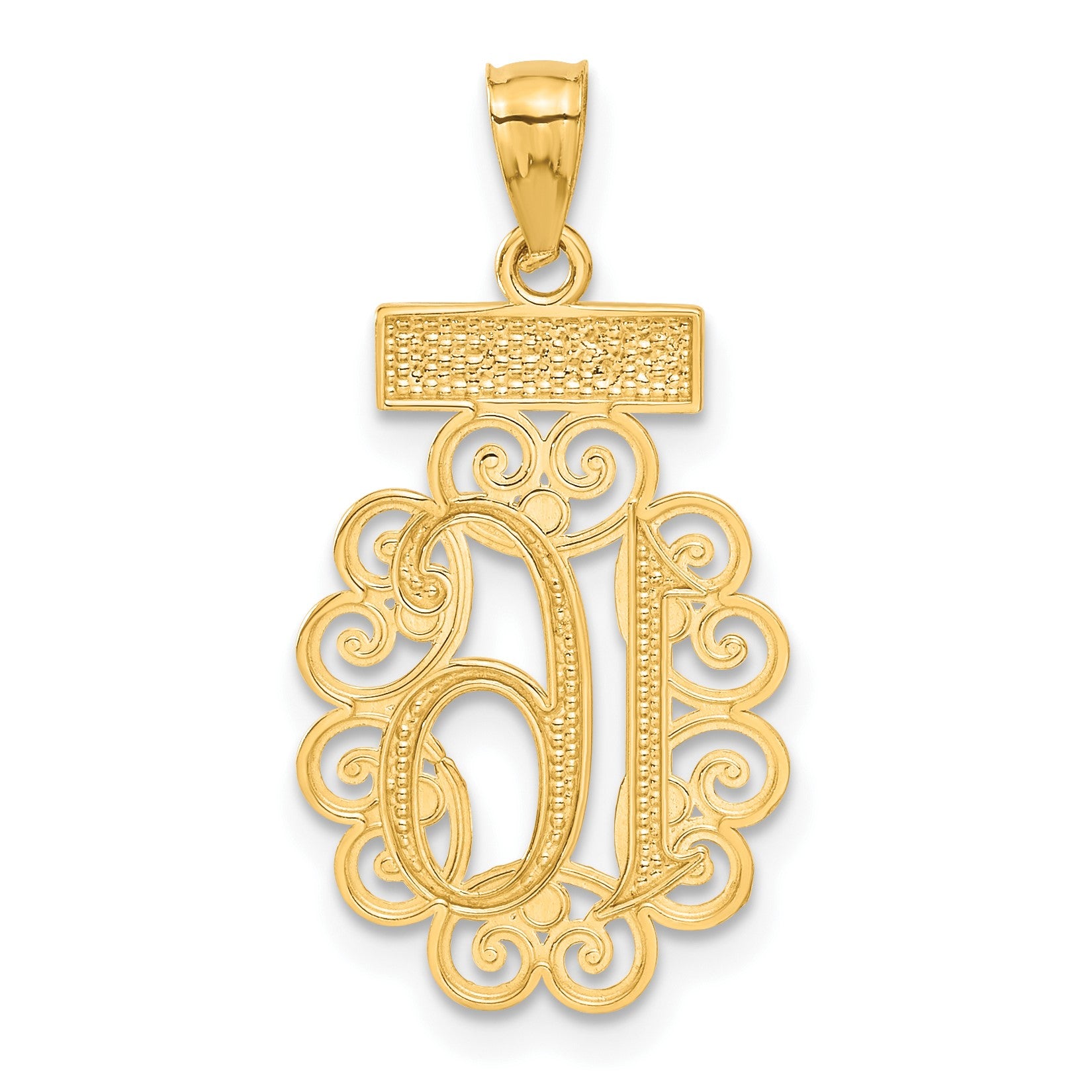 14k with White Rhodium Filigree SWEET 16 Pendant