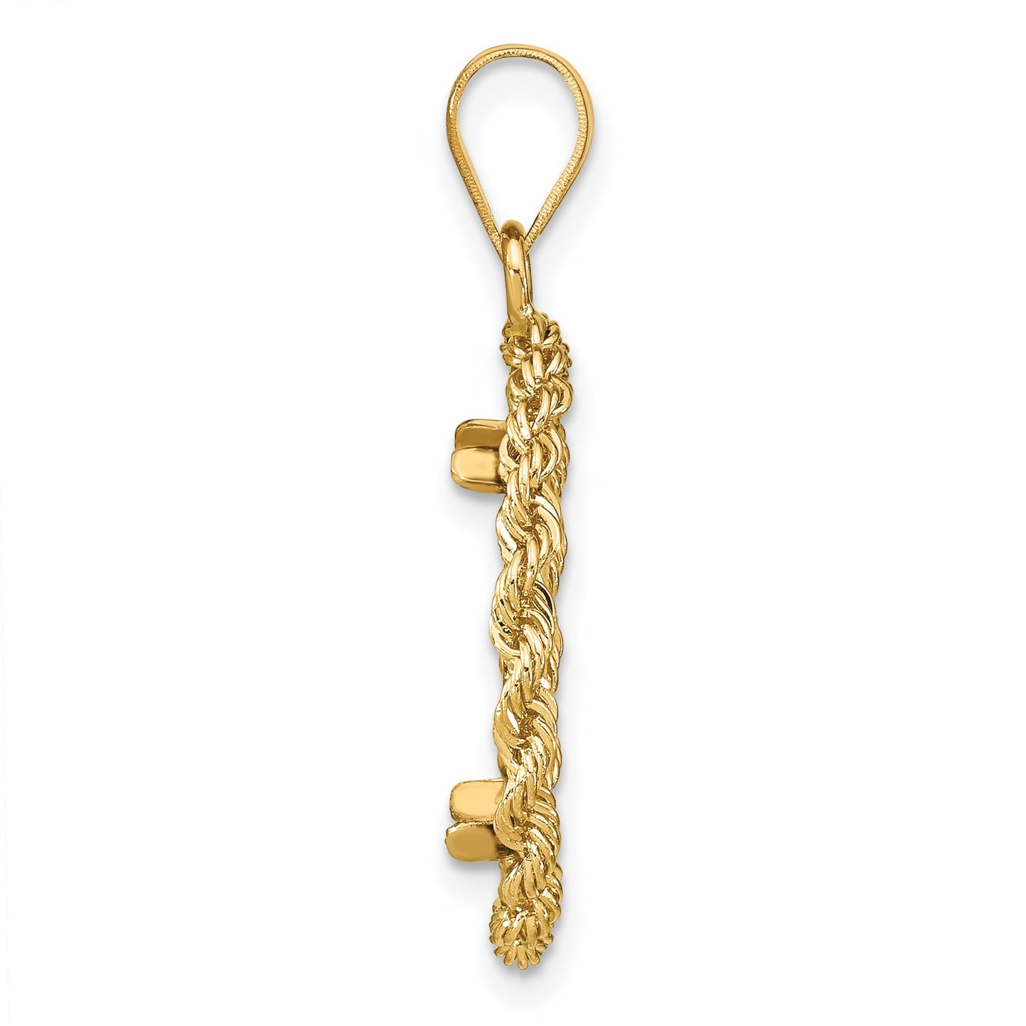 Wideband Distinguished Coin Jewelry 14k Diamond-cut with Rope 16.5mm Prong Coin Bezel Pendant