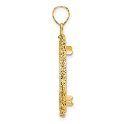 Wideband Distinguished Coin Jewelry 14k Diamond-cut with Rope 22.0mm Prong Coin Bezel Pendant