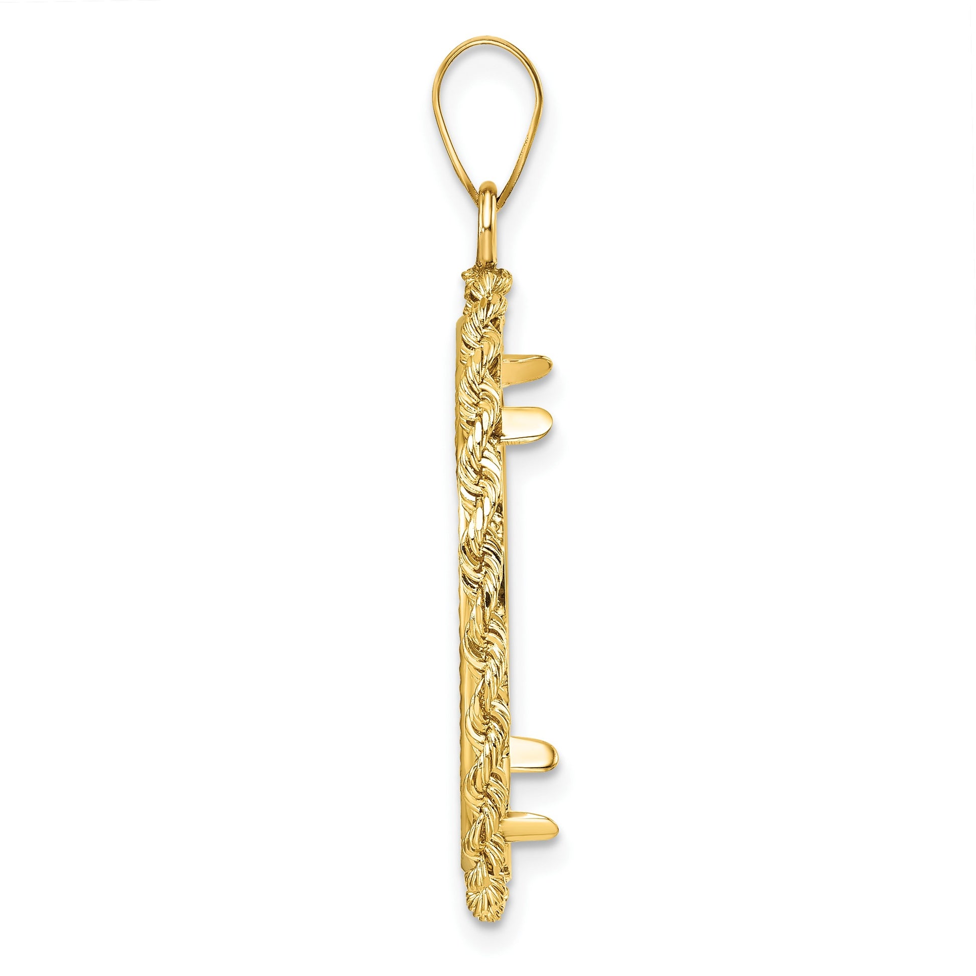 Wideband Distinguished Coin Jewelry 14k Diamond-cut with Rope 27.0mm Prong Coin Bezel Pendant